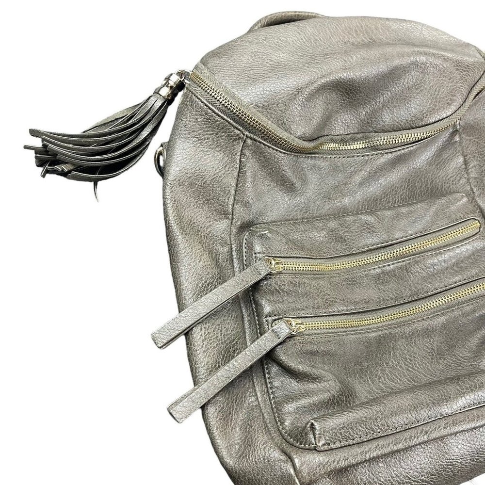 MMS Vegan Leather Backpack Removable Adjustable Straps Zippers‎ Pockets Carry On